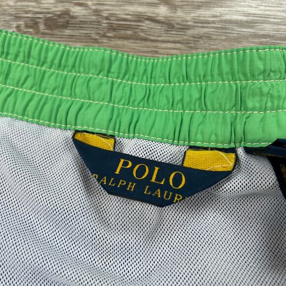 Polo Ralph Lauren Blue Swim Trunks Green Pony Logo Medium - Picture 8 of 8